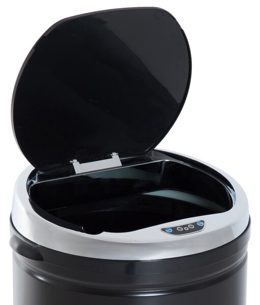 HOMCOM Pattumiera a Sensore 50 L Automatica da Cucina in Acciaio inox per Cucina e Sala da Pranzo, 30,5x30,5x81,5 cm, Nero | Aosom Italy