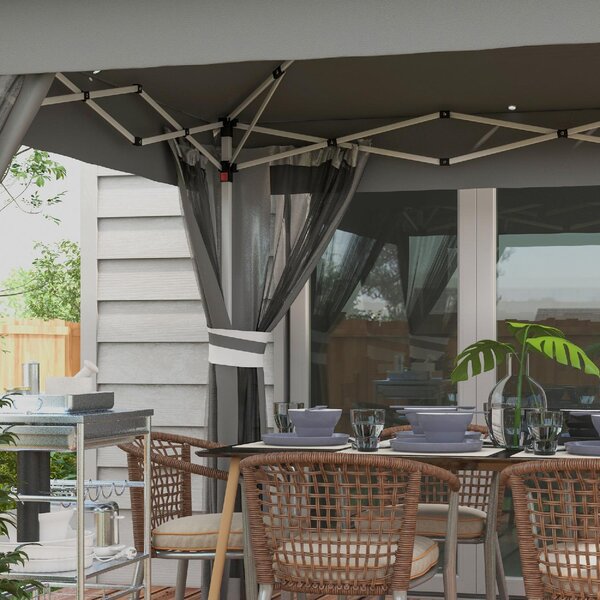VivaGarden Gazebo da Giardino 6x3 mt in Acciaio/Tessuto con Doppio tetto Protezione raggi UV e Tende colore Grigio