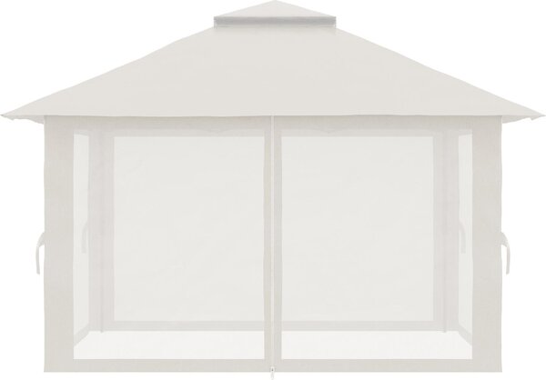 VivaGarden Gazebo da Giardino 4x4 mt Pieghevole in Metallo/Tessuto con Doppio tetto e Zanzariere colore Crema