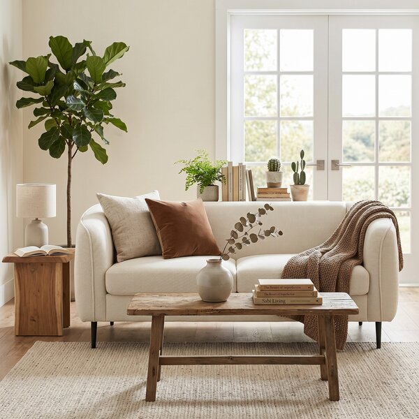 HOMCOM Divano Moderno 2 posti da Salotto con Cuscino Spesso e Seduta Ampia Imbottita, 160x76x72 cm, Beige | Aosom Italy