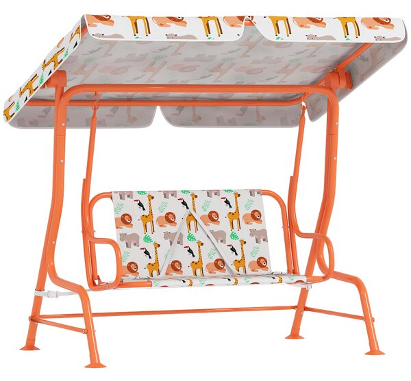 AIYAPLAY Dondolo per Bambini Altalena da Giardino 2 Posti 112x75x120cm Arancione | Aosom Italy