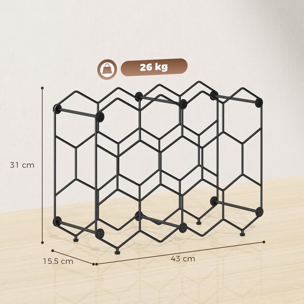 HOMCOM Portabottiglie Design Geometrico a Nido d'Ape, Nero | Aosom Italy