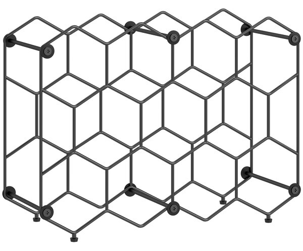 HOMCOM Portabottiglie Design Geometrico a Nido d'Ape, Nero | Aosom Italy