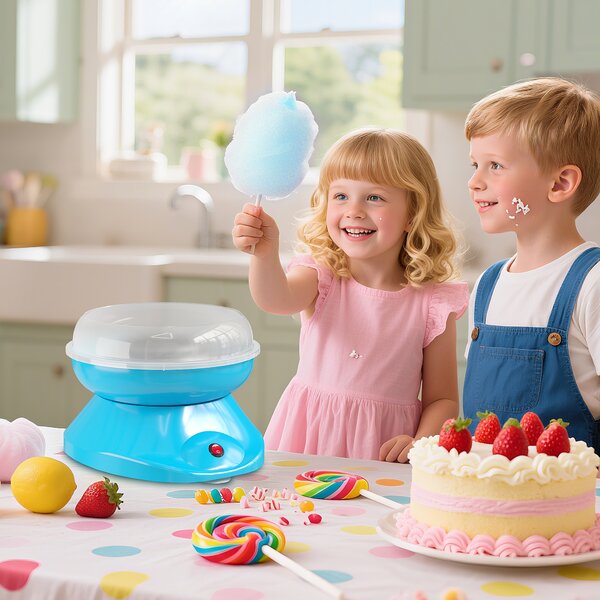 HOMCOM Macchina per Zucchero Filato 550W per Casa, Feste e Bambini, 27x26x18 cm, Blu | Aosom Italy