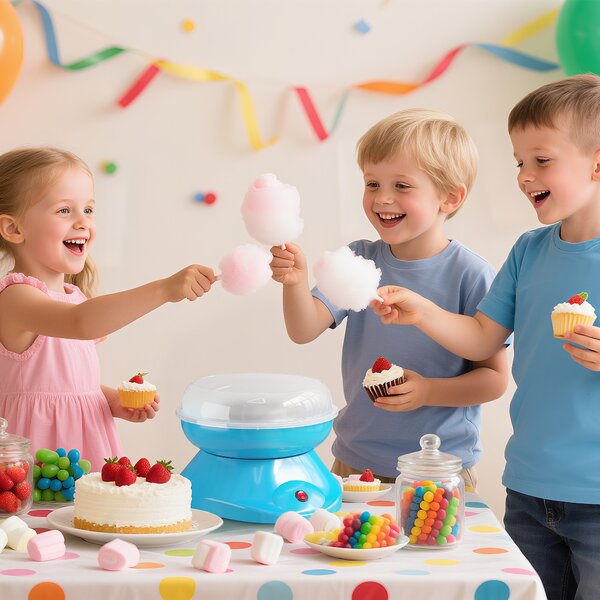 HOMCOM Macchina per Zucchero Filato 550W per Casa, Feste e Bambini, 27x26x18 cm, Blu | Aosom Italy