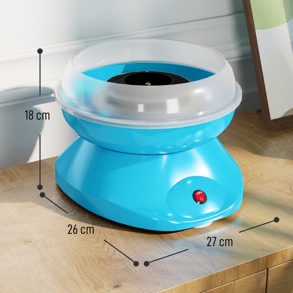 HOMCOM Macchina per Zucchero Filato 550W per Casa, Feste e Bambini, 27x26x18 cm, Blu | Aosom Italy