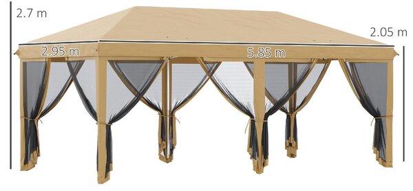 VivaGarden Gazebo da Giardino 6x3 mt Pieghevole in Acciaio/Tessuto con Tende colore Beige