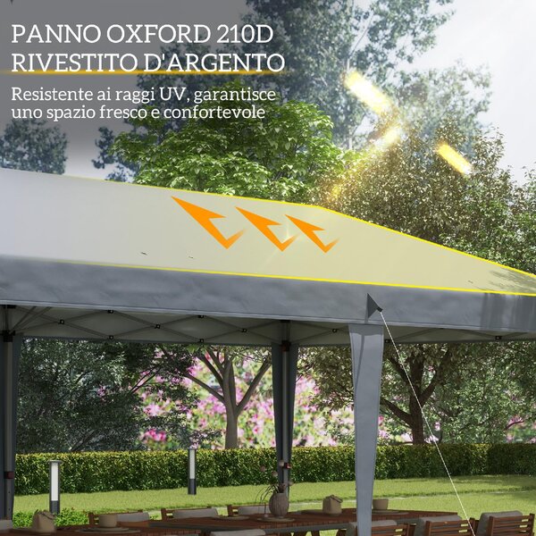 VivaGarden Gazebo da Giardino 6x3 mt Pieghevole in Acciaio/Tessuto con Protezione raggi UV colore Grigio