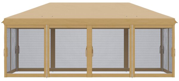 VivaGarden Gazebo da Giardino 6x3 mt Pieghevole in Acciaio/Tessuto con Tende colore Beige