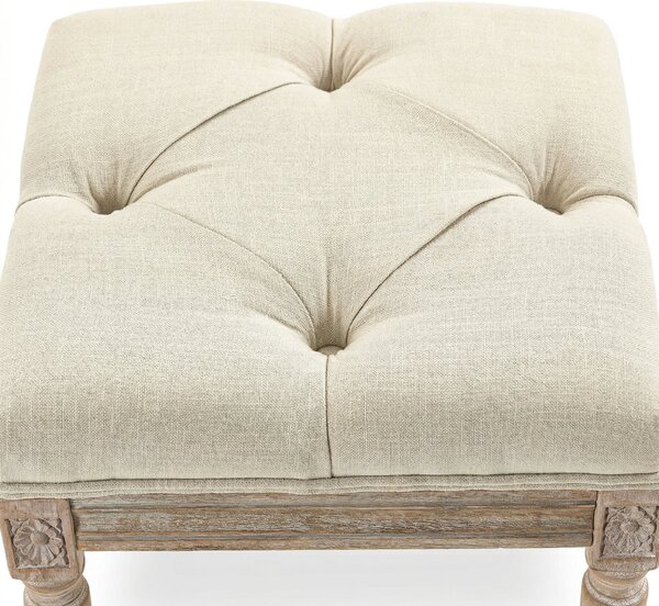 HOMCOM Poggiapiede per Soggiorno con Seduta Imbottita e Piedi in Legno di Hevea, 40x40x43 cm, Beige | Aosom Italy