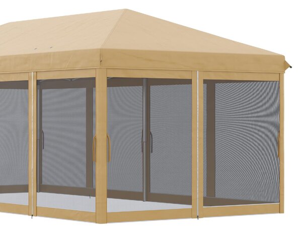VivaGarden Gazebo da Giardino 6x3 mt Pieghevole in Acciaio/Tessuto con Tende colore Beige