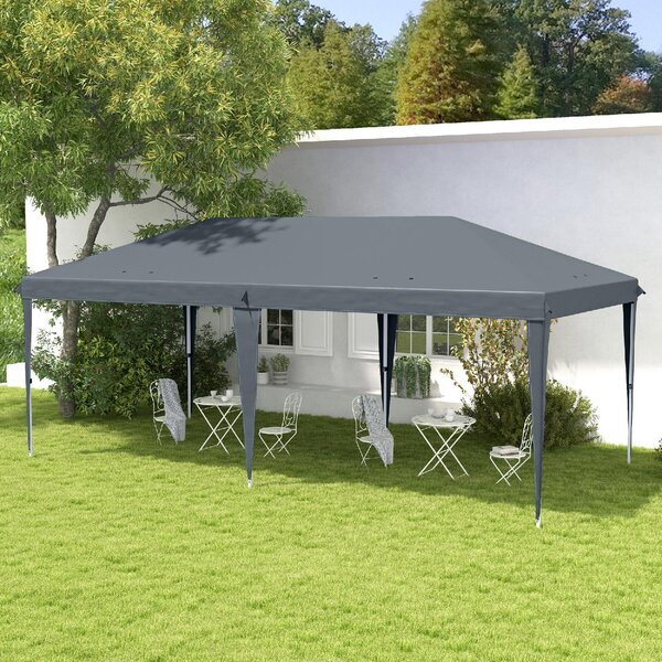 VivaGarden Gazebo da Giardino 6x3 mt Pieghevole in Acciaio/Tessuto con Protezione raggi UV colore Grigio