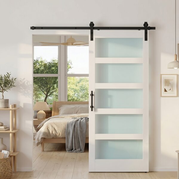 HOMCOM Porta Scorrevole con Kit e Pannelli in Vetro per Bagno, 91.4x213.4 cm, Bianco | Aosom Italy