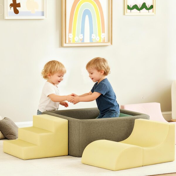 AIYAPLAY Set di 7 Costruzioni Morbide per Bambini 3-6 Anni con Rivestimenti Lavabili in Velluto a Coste, Multicolore | Aosom Italy
