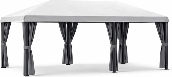 VivaGarden Gazebo da Giardino 6x3 mt Pieghevole in Acciaio/Tessuto con Tende colore Crema