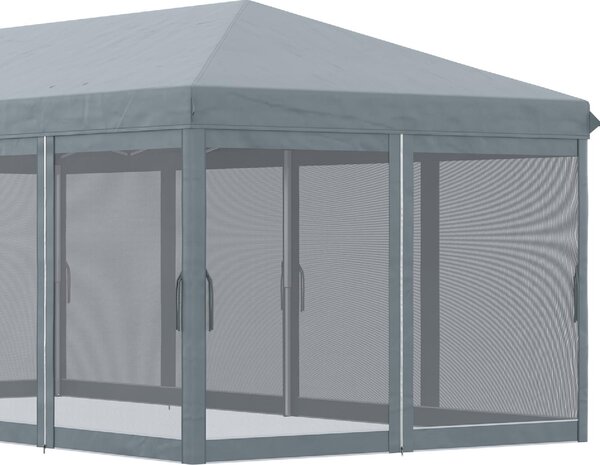VivaGarden Gazebo da Giardino 6x3 mt Pieghevole in Acciaio/Tessuto con Zanzariere colore Grigio