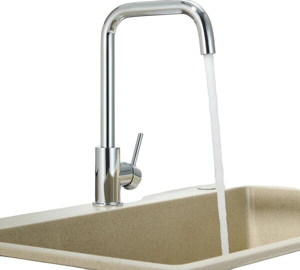 Rubinetto da cucina, acciaio inossidabile 304, orientabile a 360°, miscelatore per acqua calda e fredda, struttura interna priva di piombo, design con arco alto