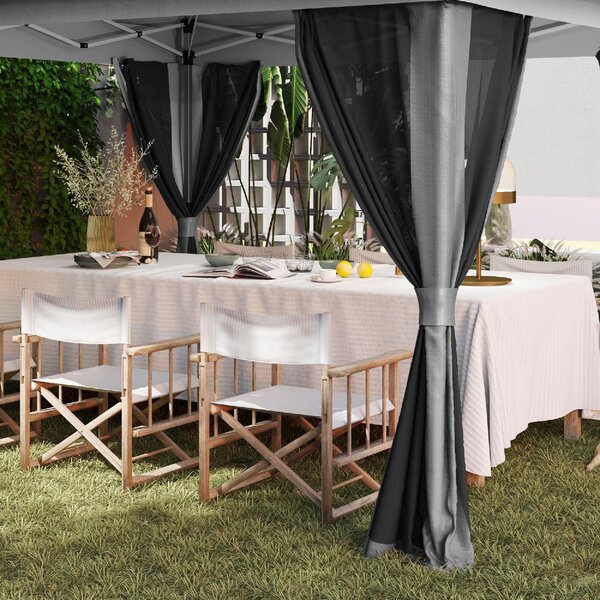 VivaGarden Gazebo da Giardino 6x3 mt Pieghevole in Metallo/Tessuto con Doppio tetto Protezione raggi UV e Tende colore Grigio