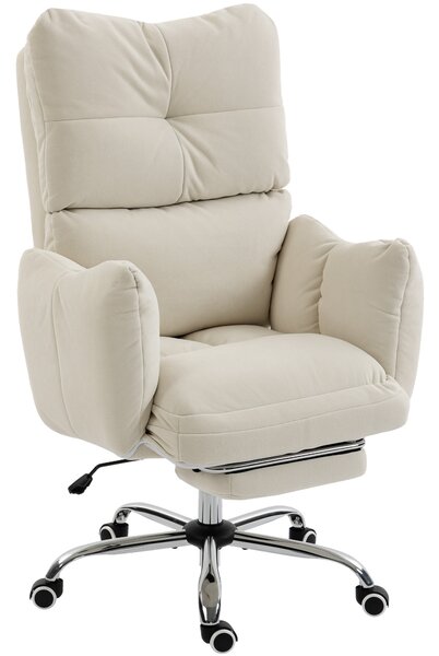 HOMCOM Sedia da Ufficio Ergonomica con Poggiapiedi e Imbottitura Spessa, Patrona per Gaming e Computer, 73x73x119 cm, Bianco Crema | Aosom Italy