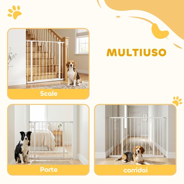 PawHut Cancellino per Cani di Sicurezza Estensibile da 76-107cm Montaggio a Pressione, Metallo e Plastica|Aosom