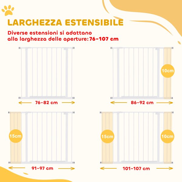 PawHut Cancellino per Cani di Sicurezza Estensibile da 76-107cm Montaggio a Pressione, Metallo e Plastica|Aosom