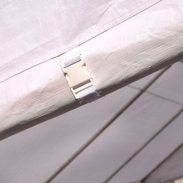 VivaGarden Gazebo da Giardino 6x4 mt Tendone per Feste in Acciaio/Tessuto con Protezione raggi UV e Tende Laterali con Finestre colore Bianco