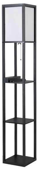 HOMCOM Lampada da terra rettangolare 2 connettori USB con 3 ripiani per conversazione bianco nero 26 x 26 x 160cm|Aosom