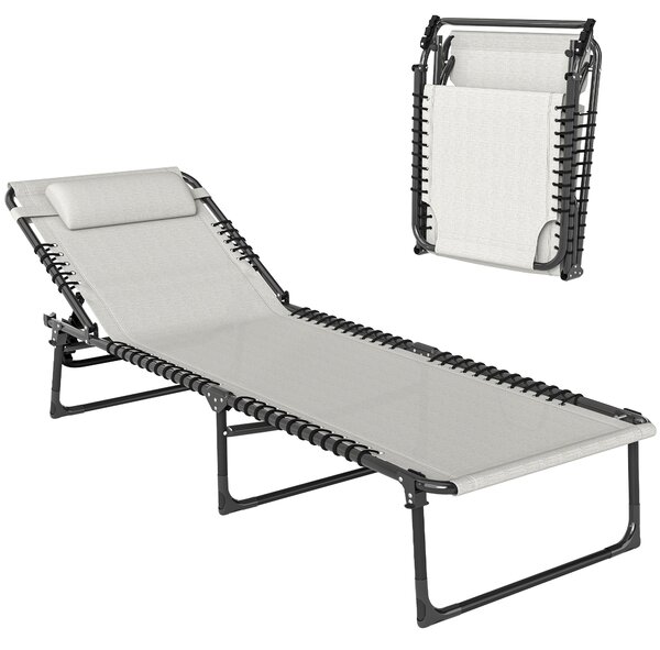 Outsunny Lettino Prendisole in Acciaio e Tessuto Traspirante con Schienale Reclinabile, 197x58x26 cm|Aosom