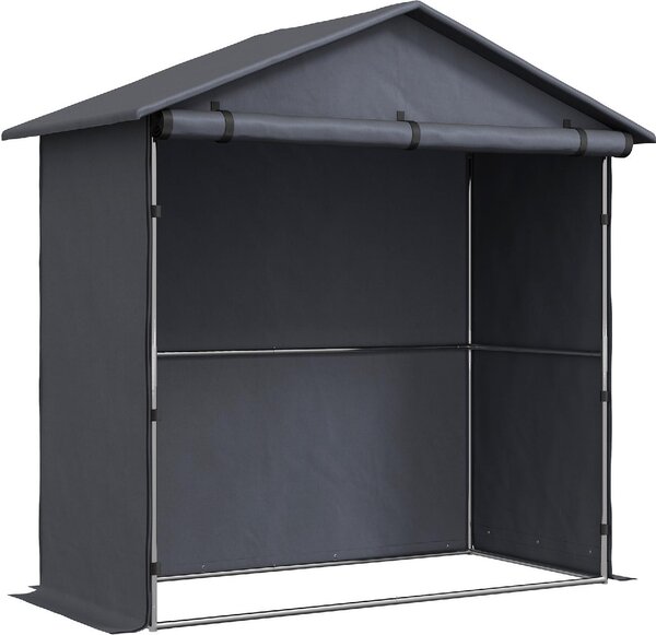 VivaGarden Gazebo da Giardino Tenda Garage Moto Bici 1,1x2 mt in Acciaio/Tessuto Chiuso con Porta Avvolgibile colore Grigio Scuro