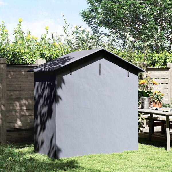 VivaGarden Gazebo da Giardino Tenda Garage Moto Bici 1,1x2 mt in Acciaio/Tessuto Chiuso con Porta Avvolgibile colore Grigio Scuro