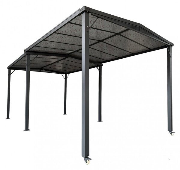 VivaGarden Gazebo da Giardino Estensibile 3x3/5,7 mt in Policarbonato/Alluminio colore Antracite - Res