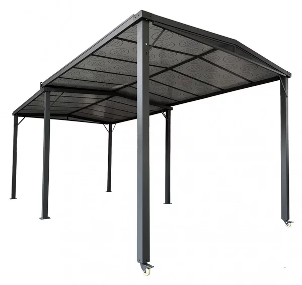 VivaGarden Gazebo da Giardino Estensibile 3x3/5,7 mt in Policarbonato/Alluminio colore Antracite - Res