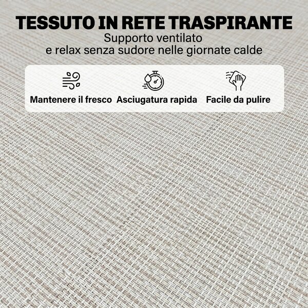 Outsunny Lettino Prendisole in Acciaio e Tessuto Traspirante con Schienale Reclinabile, 197x58x26 cm|Aosom