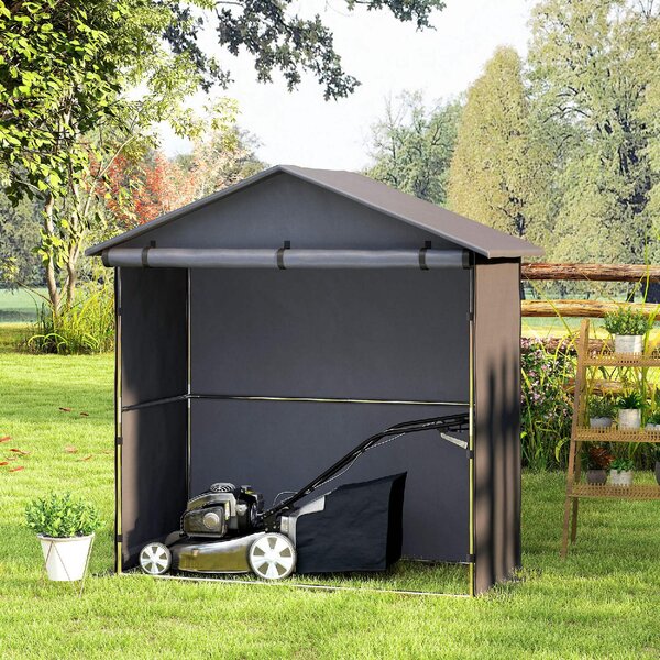 VivaGarden Gazebo da Giardino Tenda Garage Moto Bici 1,1x2 mt in Acciaio/Tessuto Chiuso con Porta Avvolgibile colore Grigio Scuro