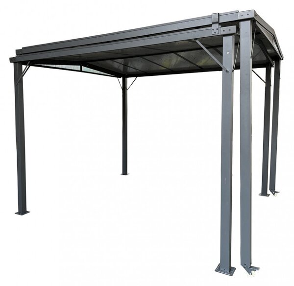 VivaGarden Gazebo da Giardino Estensibile 3x3/5,7 mt in Policarbonato/Alluminio colore Antracite - Res
