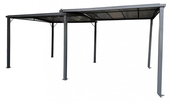 VivaGarden Gazebo da Giardino Estensibile 3x3/5,7 mt in Policarbonato/Alluminio colore Antracite - Res