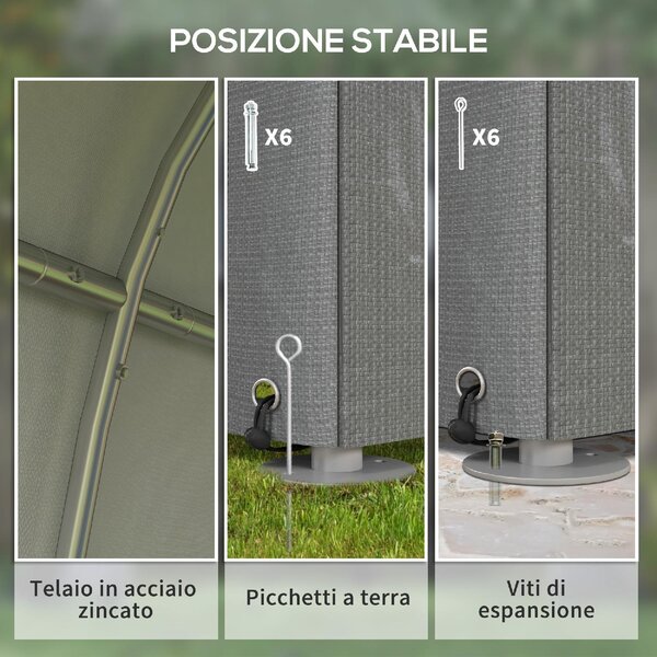 VivaGarden Gazebo da Giardino Tenda Garage Moto Bici 1,2x1,79 mt in Acciaio/Tessuto Protezione raggi UV Chiuso con Porta Avvolgibile colore Grigio 