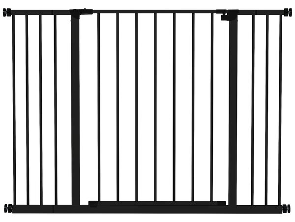 PawHut Cancelletto per Cani Estensibile con Viti e Ampia Apertura, in Metallo e Plastica, 76-107x76 cm, Nero|Aosom