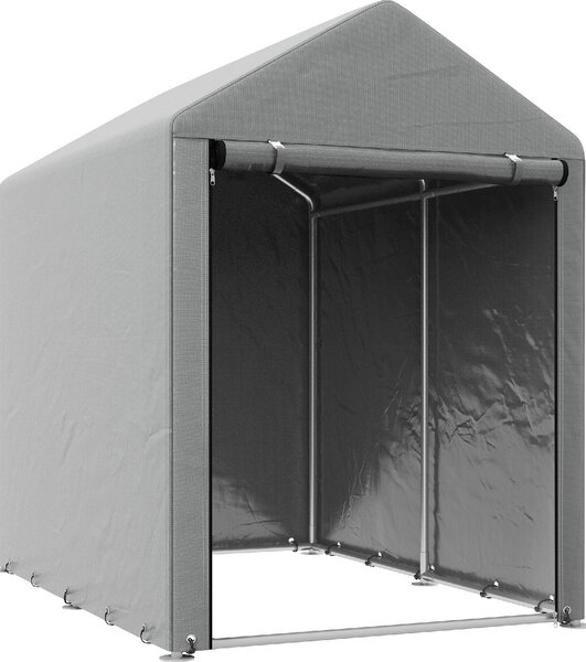 VivaGarden Gazebo da Giardino Tenda Garage Moto Bici 1,2x1,79 mt in Acciaio/Tessuto Protezione raggi UV Chiuso con Porta Avvolgibile colore Grigio 