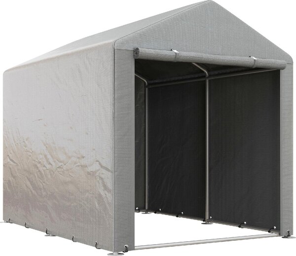 VivaGarden Gazebo da Giardino Tenda Garage Moto Bici 1,6x2 mt in Acciaio/Tessuto Protezione raggi UV Chiuso con Porta Avvolgibile colore Grigio Chi