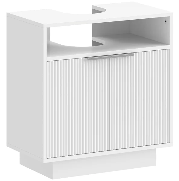 HOMCOM Mobile Sotto Lavabo Bagno con Ripiano Interno Regolabile e Ripiano Aperto, in Legno, 60x33x63 cm, Bianco | Aosom Italy