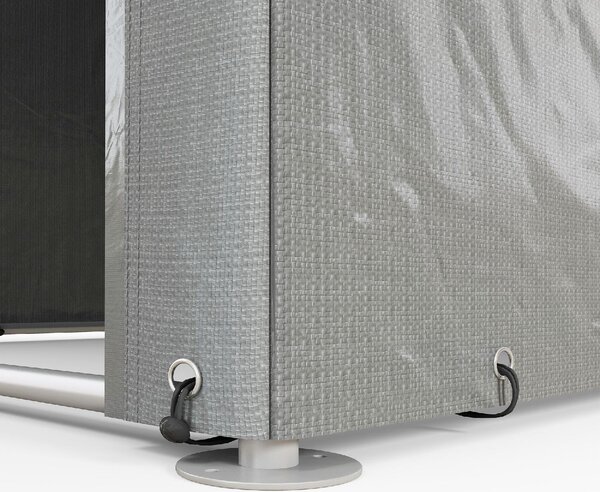 VivaGarden Gazebo da Giardino Tenda Garage Moto Bici 1,6x2 mt in Acciaio/Tessuto Protezione raggi UV Chiuso con Porta Avvolgibile colore Grigio Chi