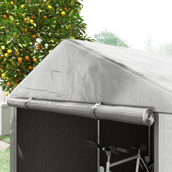 VivaGarden Gazebo da Giardino Tenda Garage Moto Bici 1,6x2 mt in Acciaio/Tessuto Protezione raggi UV Chiuso con Porta Avvolgibile colore Grigio Chi