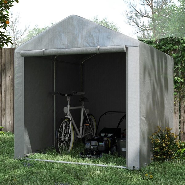 VivaGarden Gazebo da Giardino Tenda Garage Moto Bici 1,6x2 mt in Acciaio/Tessuto Protezione raggi UV Chiuso con Porta Avvolgibile colore Grigio Chi