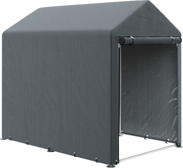VivaGarden Gazebo da Giardino Tenda Garage Moto Bici 1,2x1,79 mt in Acciaio/Tessuto Protezione raggi UV Chiuso con Porta Avvolgibile colore Grigio 