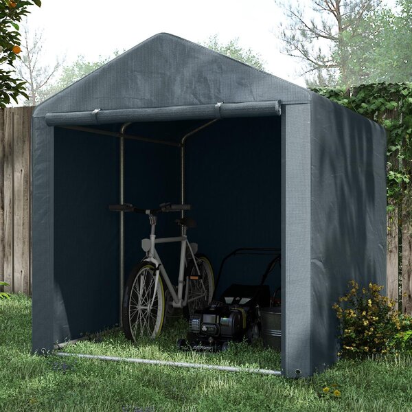 VivaGarden Gazebo da Giardino Tenda Garage Moto Bici 1,6x2 mt in Acciaio/Tessuto Protezione raggi UV Chiuso con Porta Avvolgibile colore Grigio Scuro
