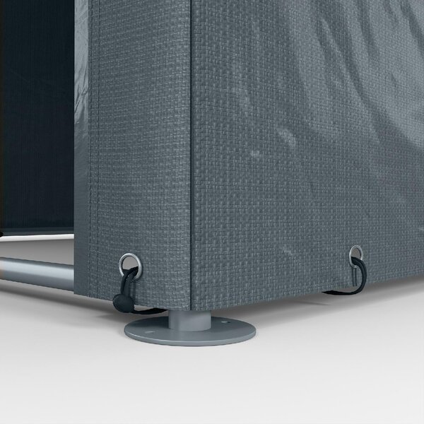 VivaGarden Gazebo da Giardino Tenda Garage Moto Bici 1,6x2 mt in Acciaio/Tessuto Protezione raggi UV Chiuso con Porta Avvolgibile colore Grigio Scuro