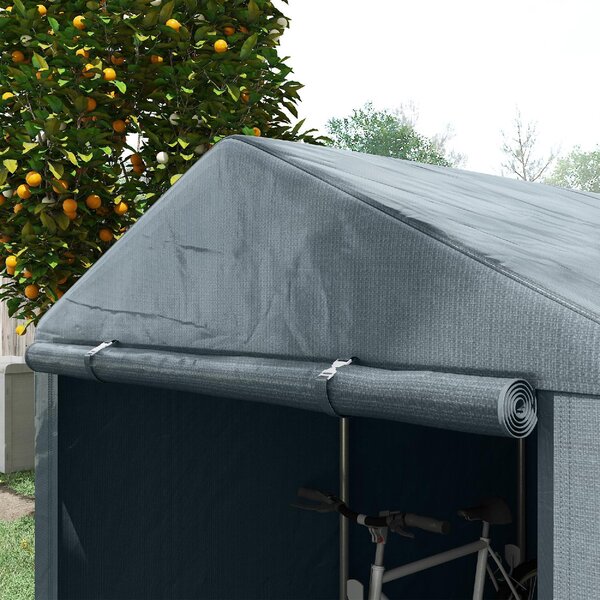 VivaGarden Gazebo da Giardino Tenda Garage Moto Bici 1,6x2 mt in Acciaio/Tessuto Protezione raggi UV Chiuso con Porta Avvolgibile colore Grigio Scuro