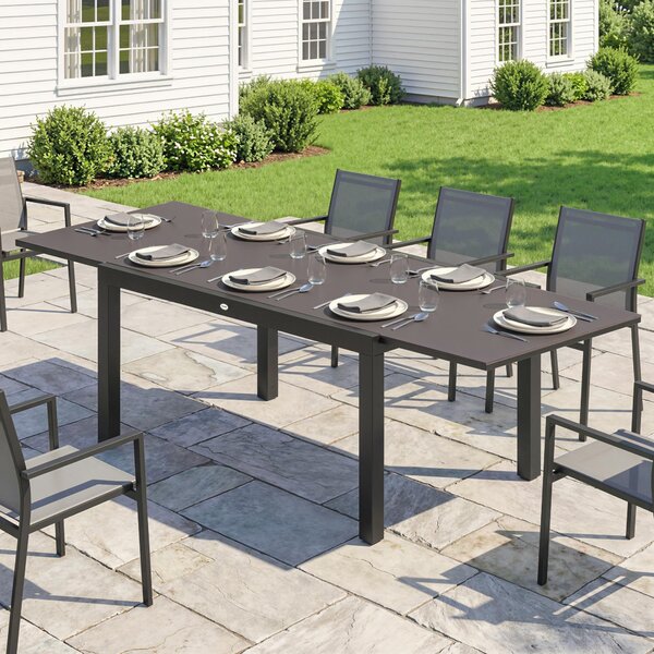 Outsunny Tavolo da Giardino Tavolo da Pranzo Allungabile 140/240x90 cm Nero | Aosom Italy