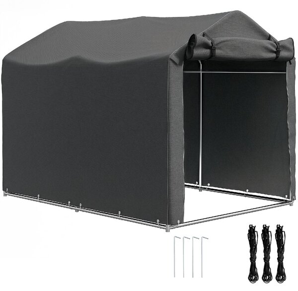 VivaGarden Gazebo da Giardino Tenda Garage Moto Bici 2,2x1,57 mt in Acciaio/Tessuto Protezione raggi UV Chiuso con Porta Avvolgibile colore Grigio 
